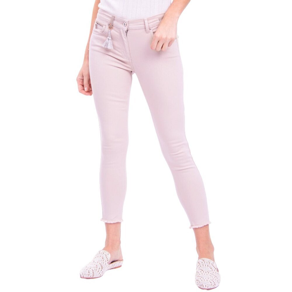 PAMELA HENSON Delicious Chinos Cinq Cut Slim Fit Frayed Pale Rose Jeans US 12‎